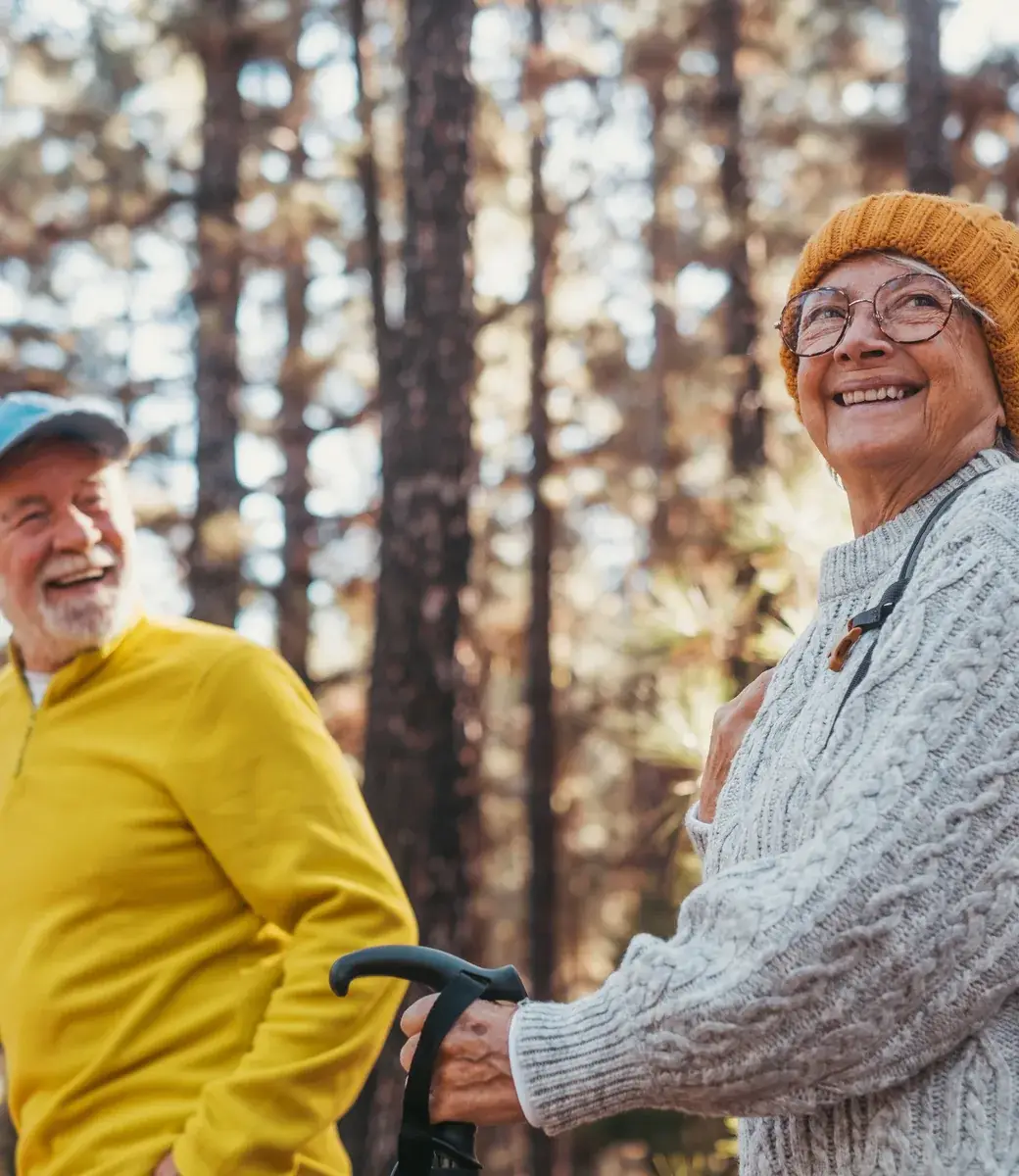 An active couple walking outdoors, representing sustainable healthy weight management in the East Valley