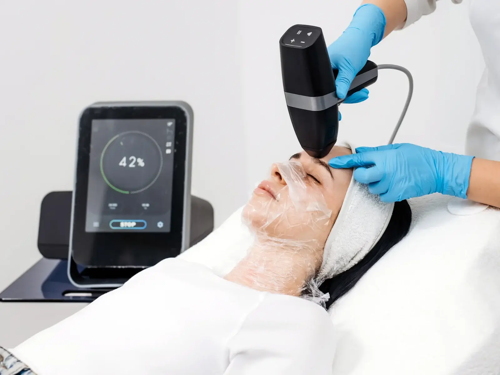 The handpiece of a radiofrequency microneedling device at a South Tempe, AZ clinic