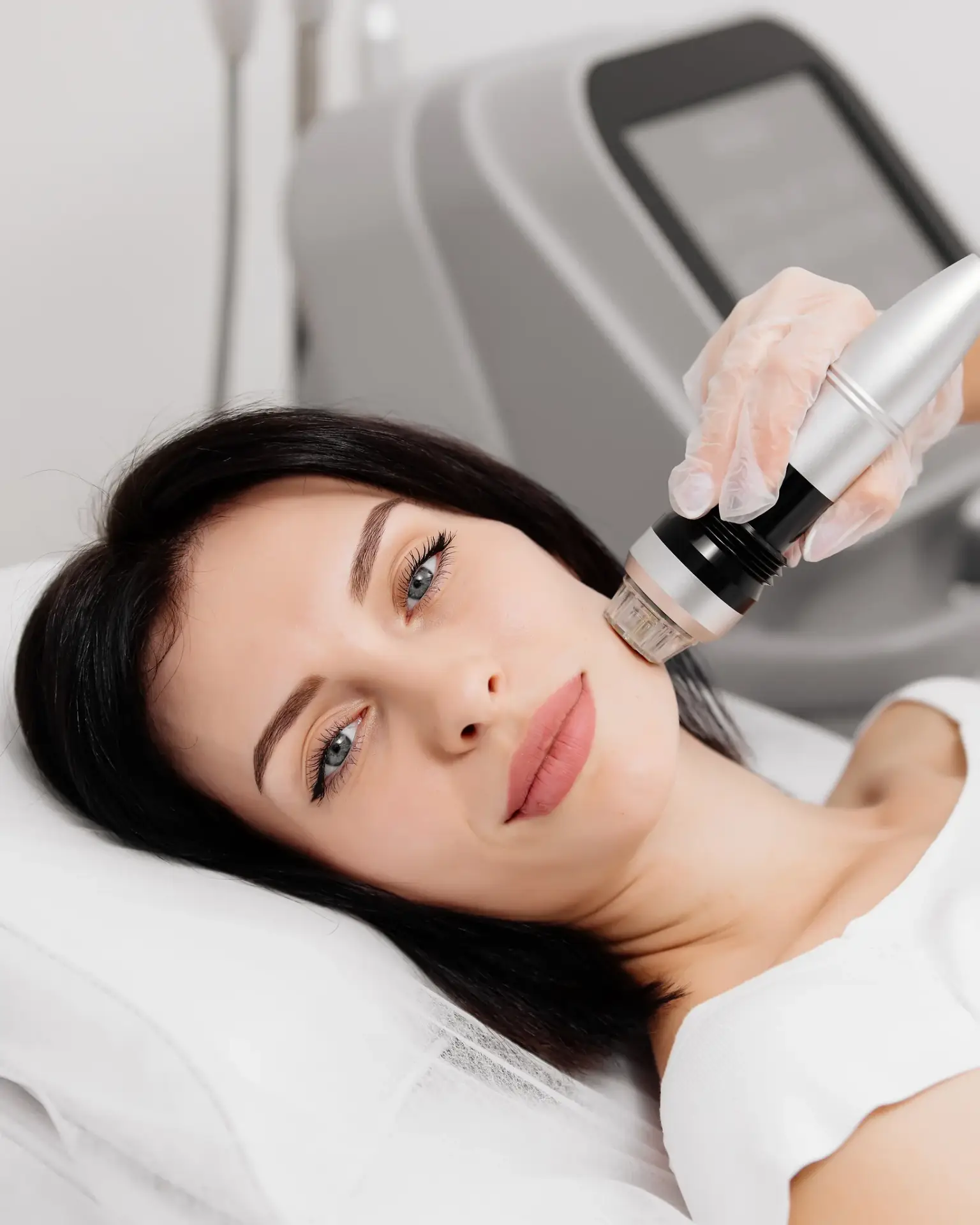 A clinician performing a Scarlet RF microneedling treatment on a patient in South Tempe, AZ